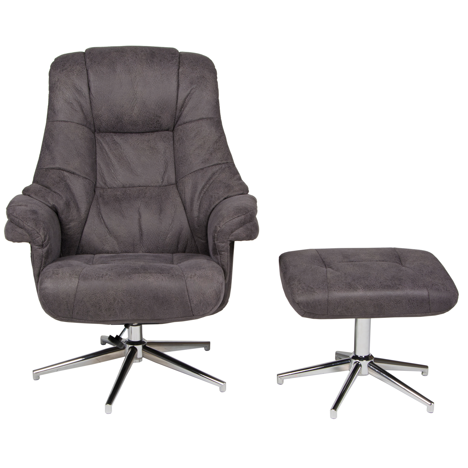 Relaxsessel - anthrazit - Microfaser - mit Hocker