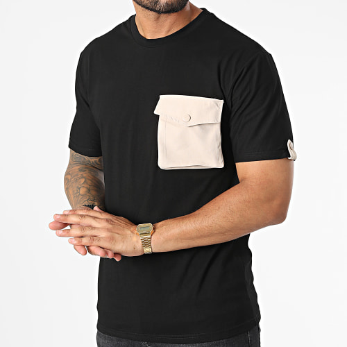 Tee Shirt Poche T8814 Noir Beige