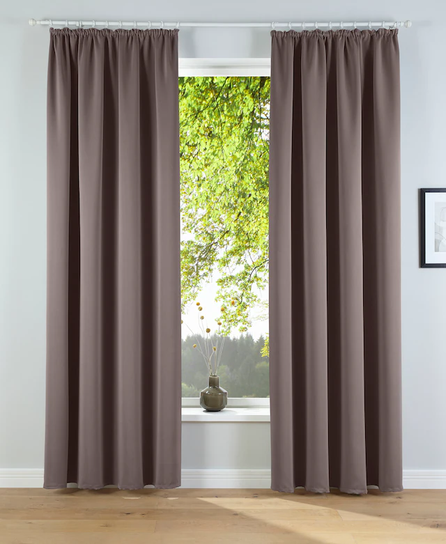 my home Verdunkelungsvorhang »Solana, Gardinen mit Kräuselband, Vorhänge, Wohnzimmer, modern,« Kräuselband 2 Stk. tlg. 2er-Set Verdunklungsvorhang mit Thermofunkltion, Bestseller, einfarbig