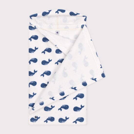 Cape de bain en éponge imprimé baleine   Marshmallow / Beach        Taille Unique   de               Petit Bateau