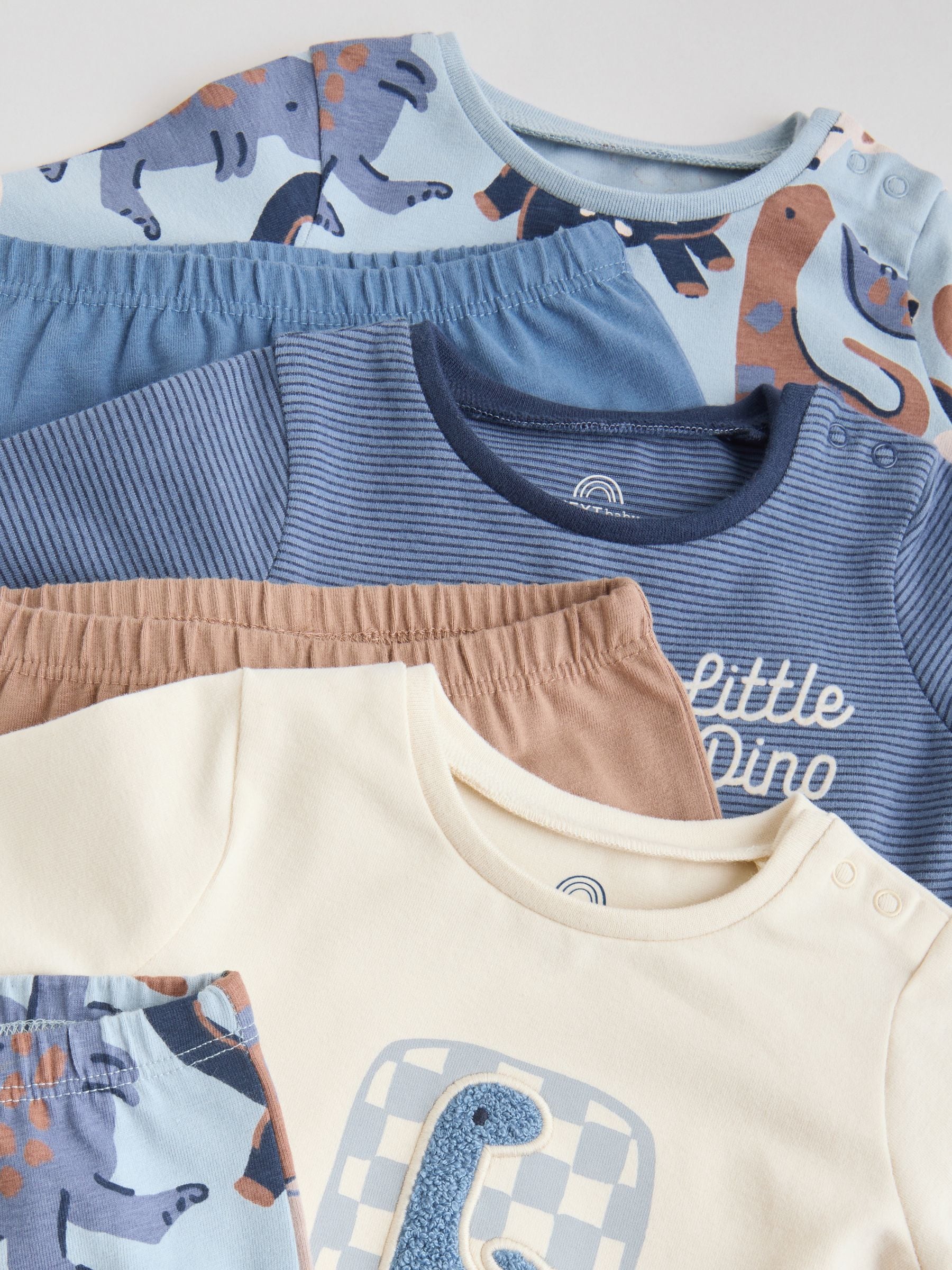 Blauw met dinosaurus - Tops en Leggings 6 -delige babyset (0mnd-3jr)