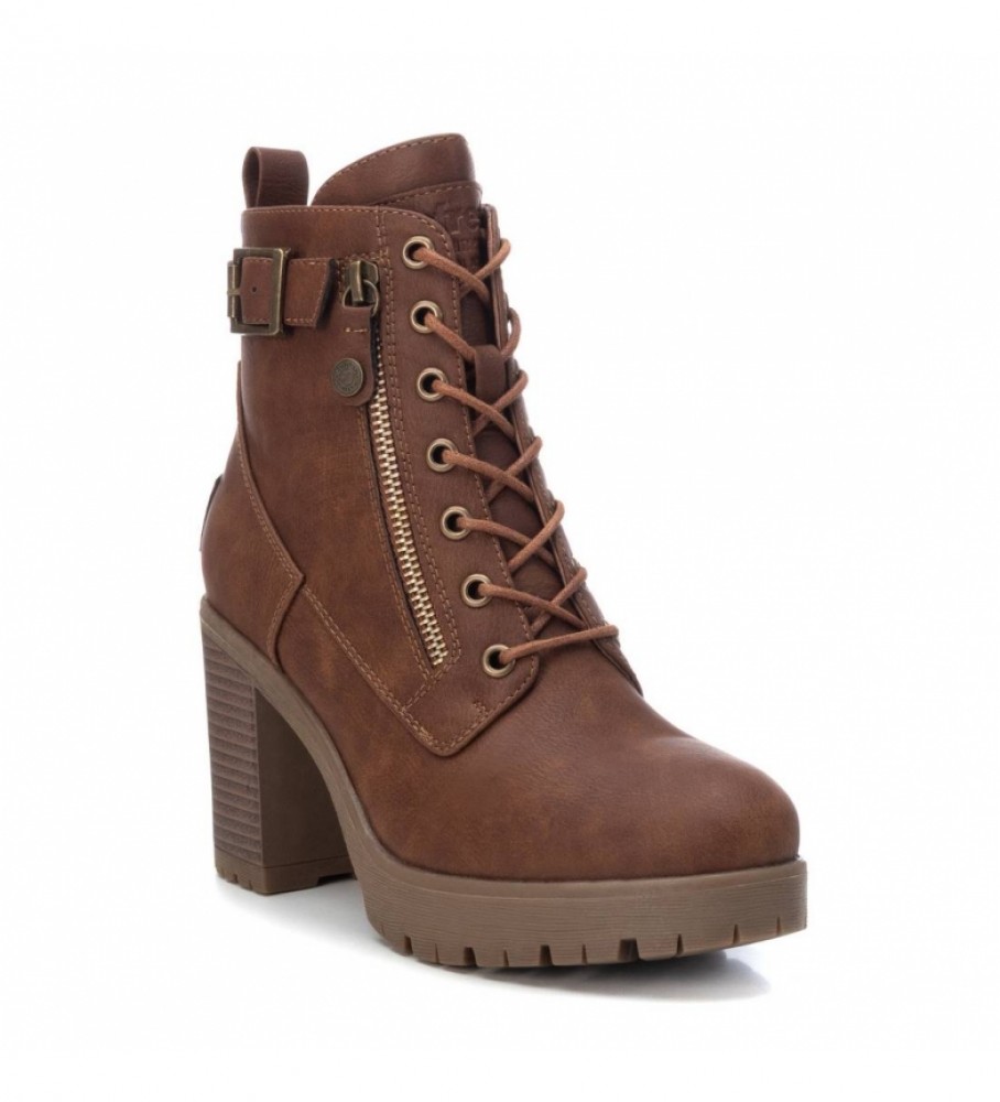 Botas de cano curto Refresh 072387 Camel - Altura do salto: 9 cm -