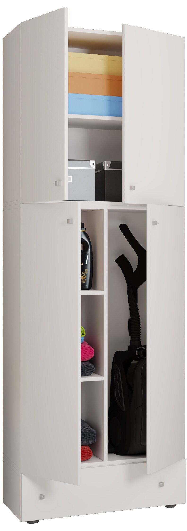 VCM Holz Besenschrank Staubsauger Putzschrank Haushaltsschrank Schublade Lona S