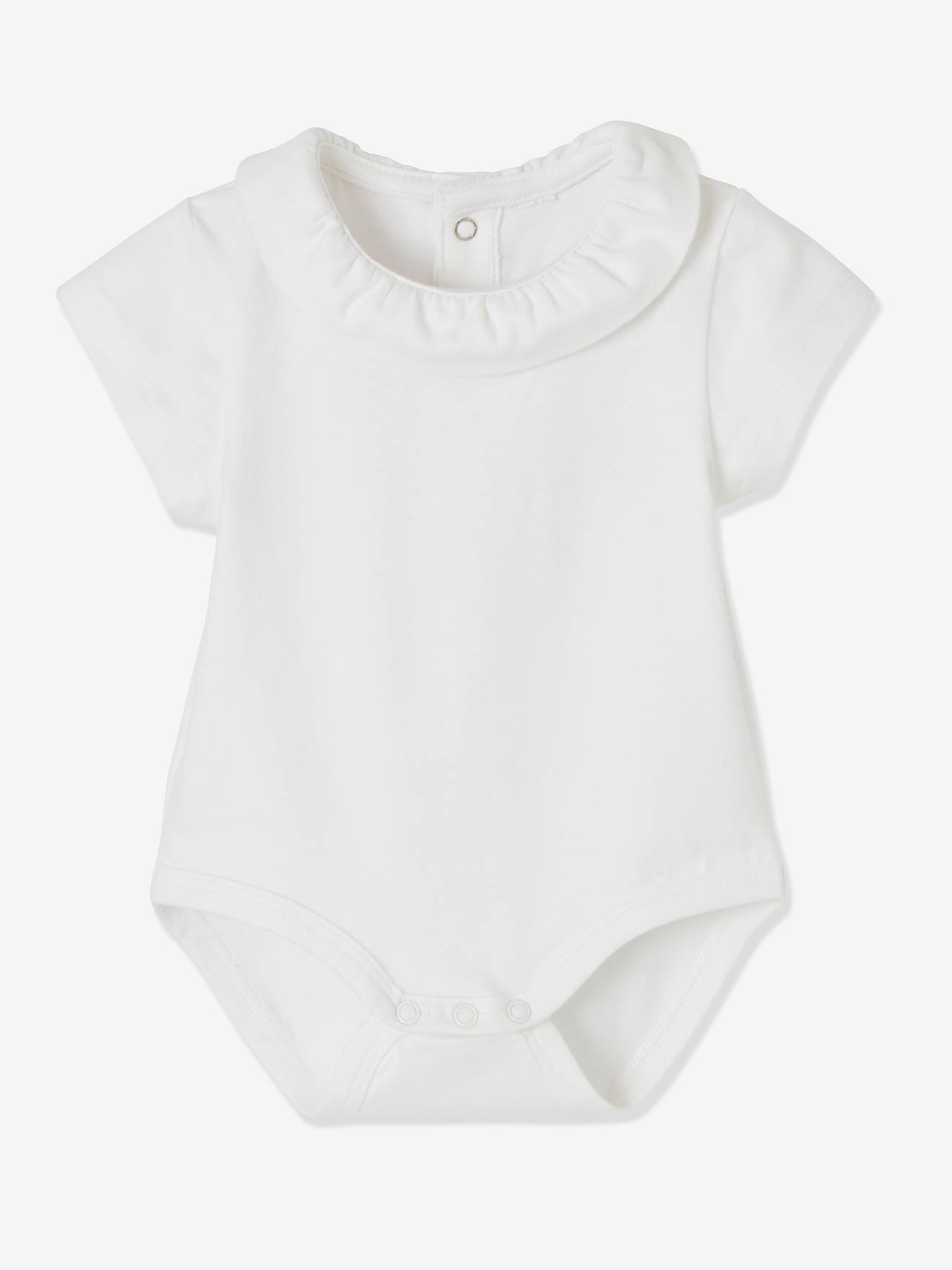 Conjunto com 2 bodies de manga curta para bebê com gola alta bicolor branca/multicolorida