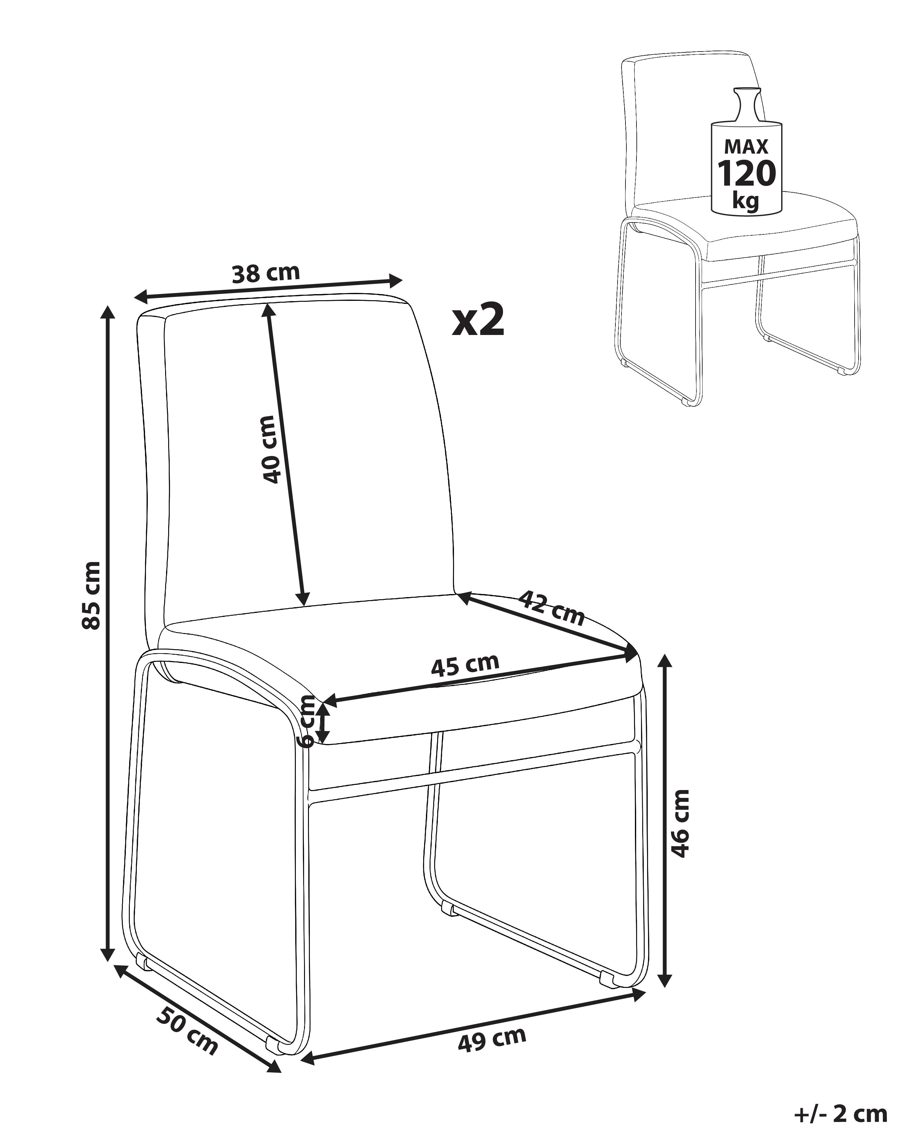 Set van 2 eetkamerstoelen LECCO Stof Lichtgrijs