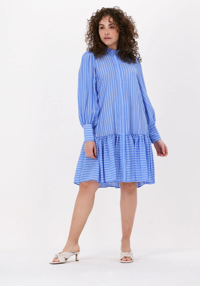 BRUUNS BAZAAR blauwe bruuns bazaar mini jurk amara deliah dress