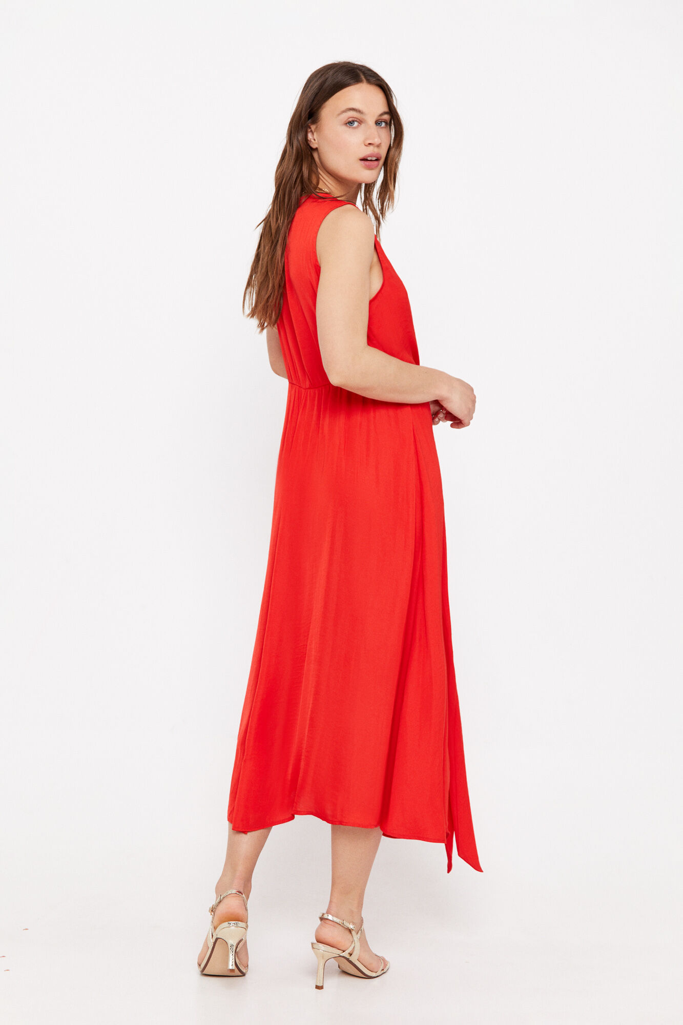Vestido de cetim sustentável - Vermelho