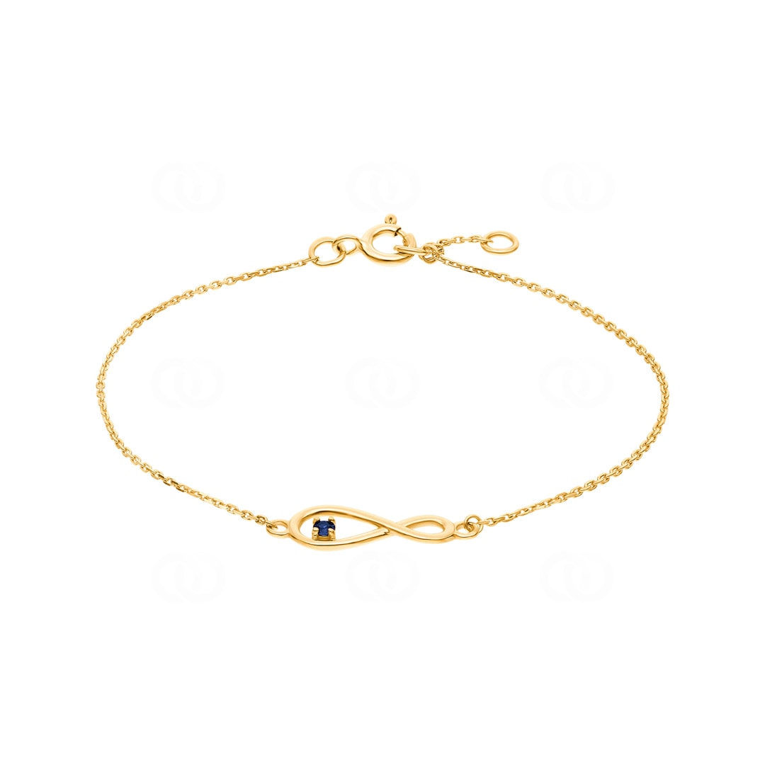 Armband 750/18 K Gelbgold Infinity mit Saphir