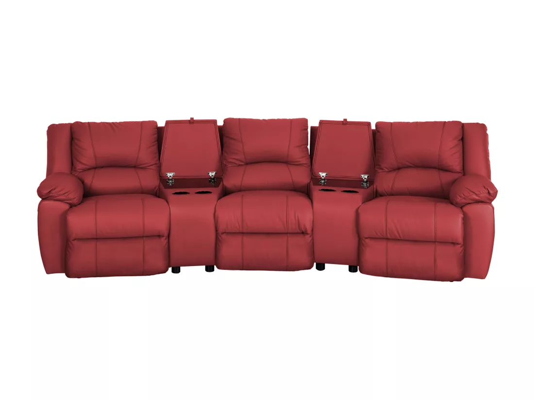Canapé 3 places et un fauteuil relax en cuir AROMA - Rouge