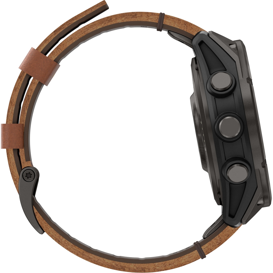 Garmin Fenix 8 Pro - 47mm AMOLED Sapphire Carbongrau / Leder braun
