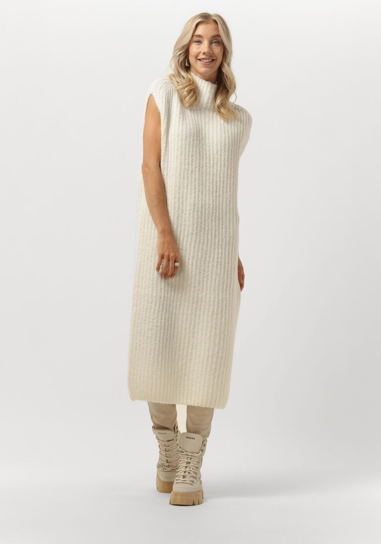10DAYS ecru 10days midi jurk turtle neck dress