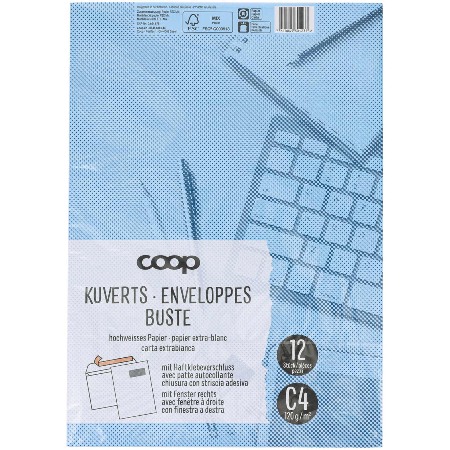 Qualité & Prix Kuvert Fenster rechts C4 12 Stück