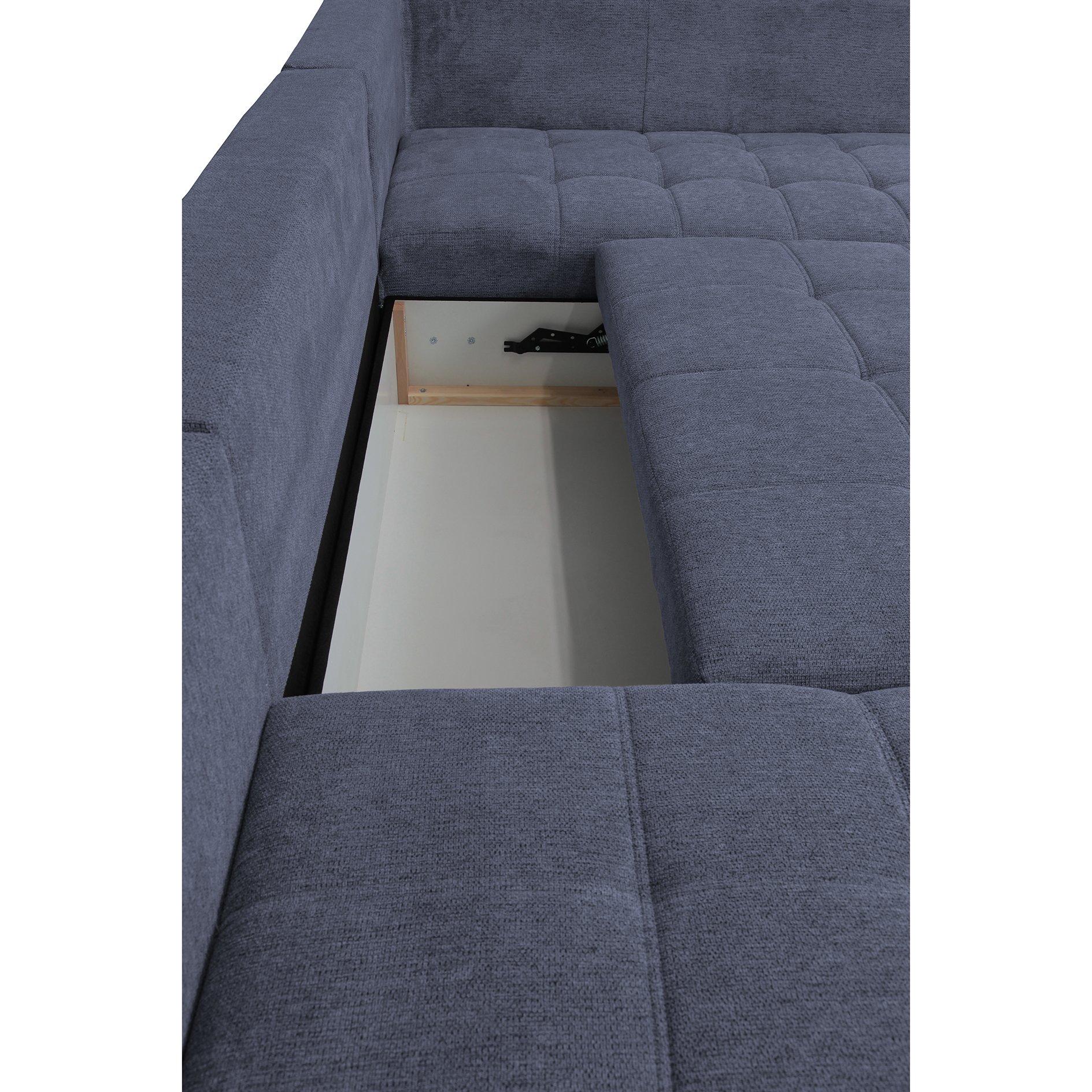 Wohnlandschaft - navy - Liegefunktion und Staukasten - Recamiere links