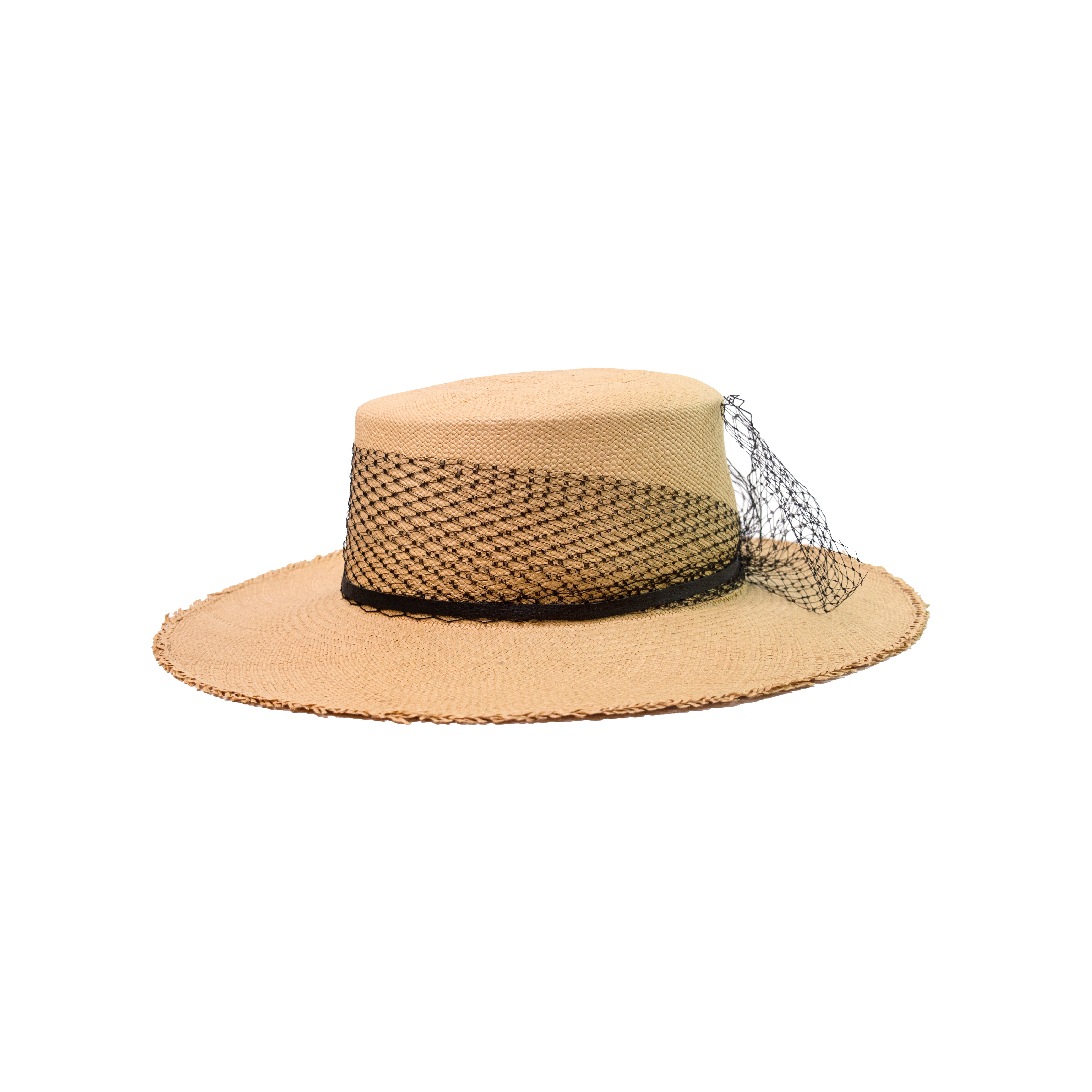 Chapeau à longs bords en cuir cordovan effiloché « Glamour » - ARTICLE RTS