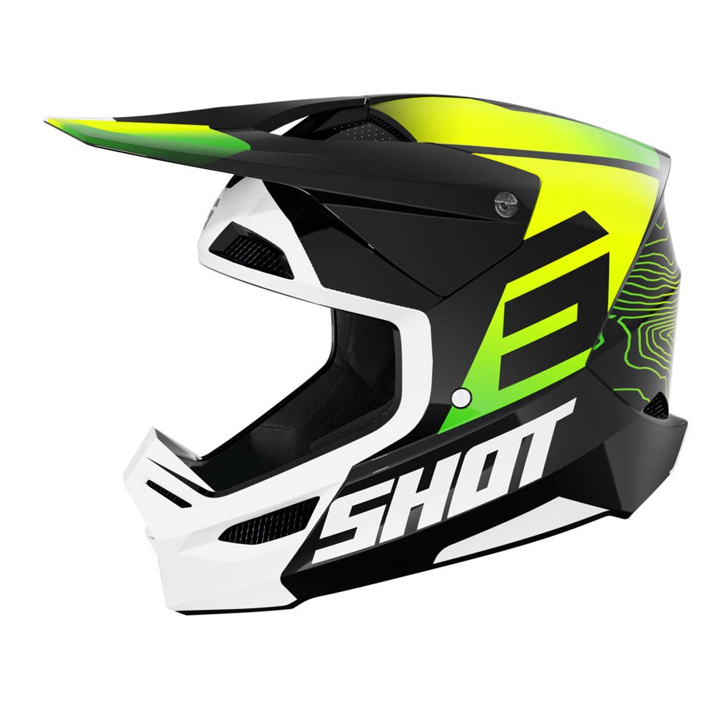 Shot - Casque enfant Furious Kid Apex Noir / Blanc / Jaune fluo / Brillant