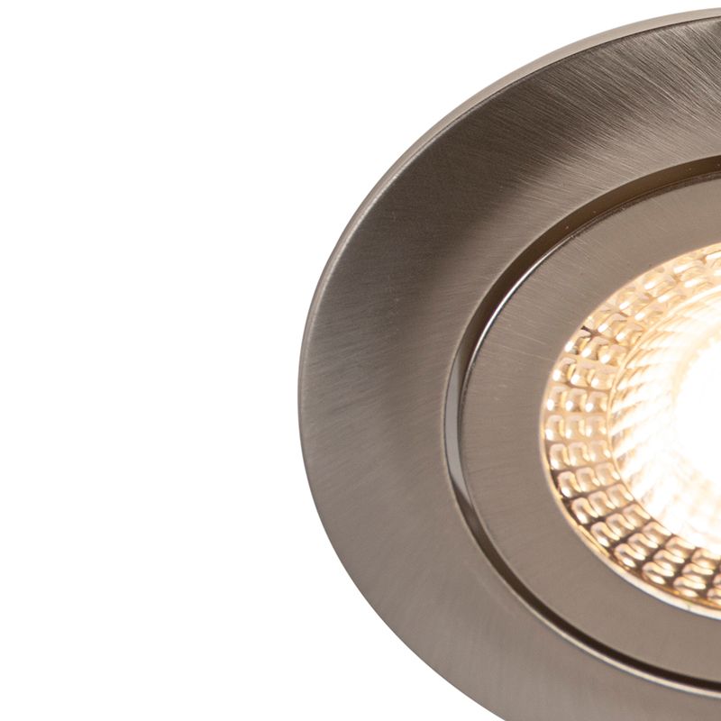 Set van 5 moderne inbouwspots staal incl. LED 3-staps dimbaar - Mio