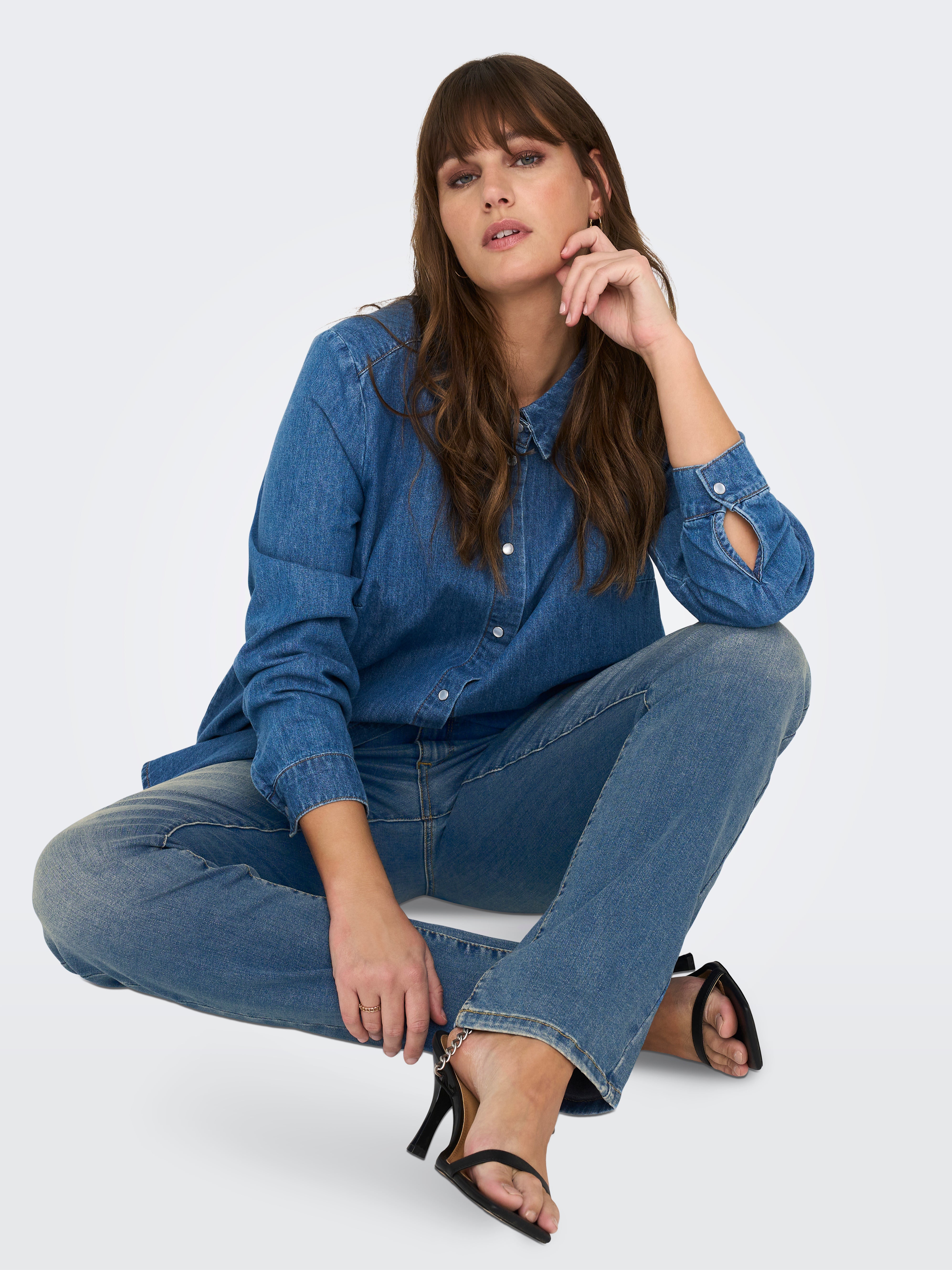 CARALICIA Mittlere Taille Gerade geschnitten Jeans Medium Blue Denim