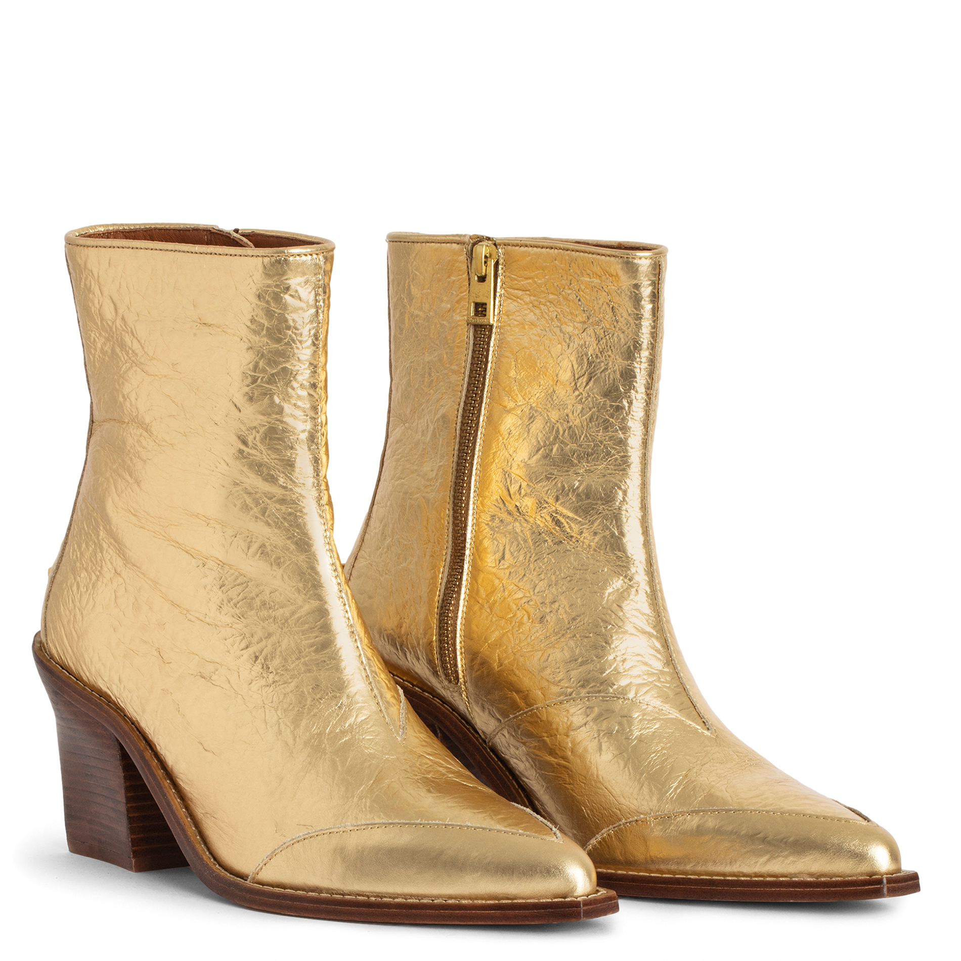 CARA - Bottines en cuir métallisé | Jaune