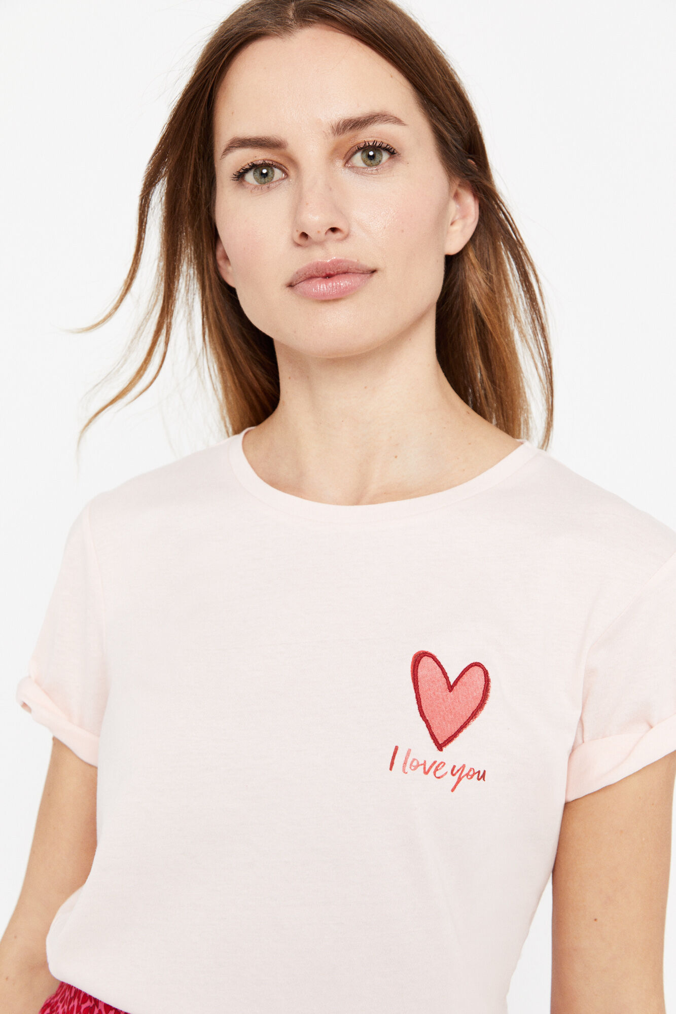 Camiseta com estampa de coração - Branca
