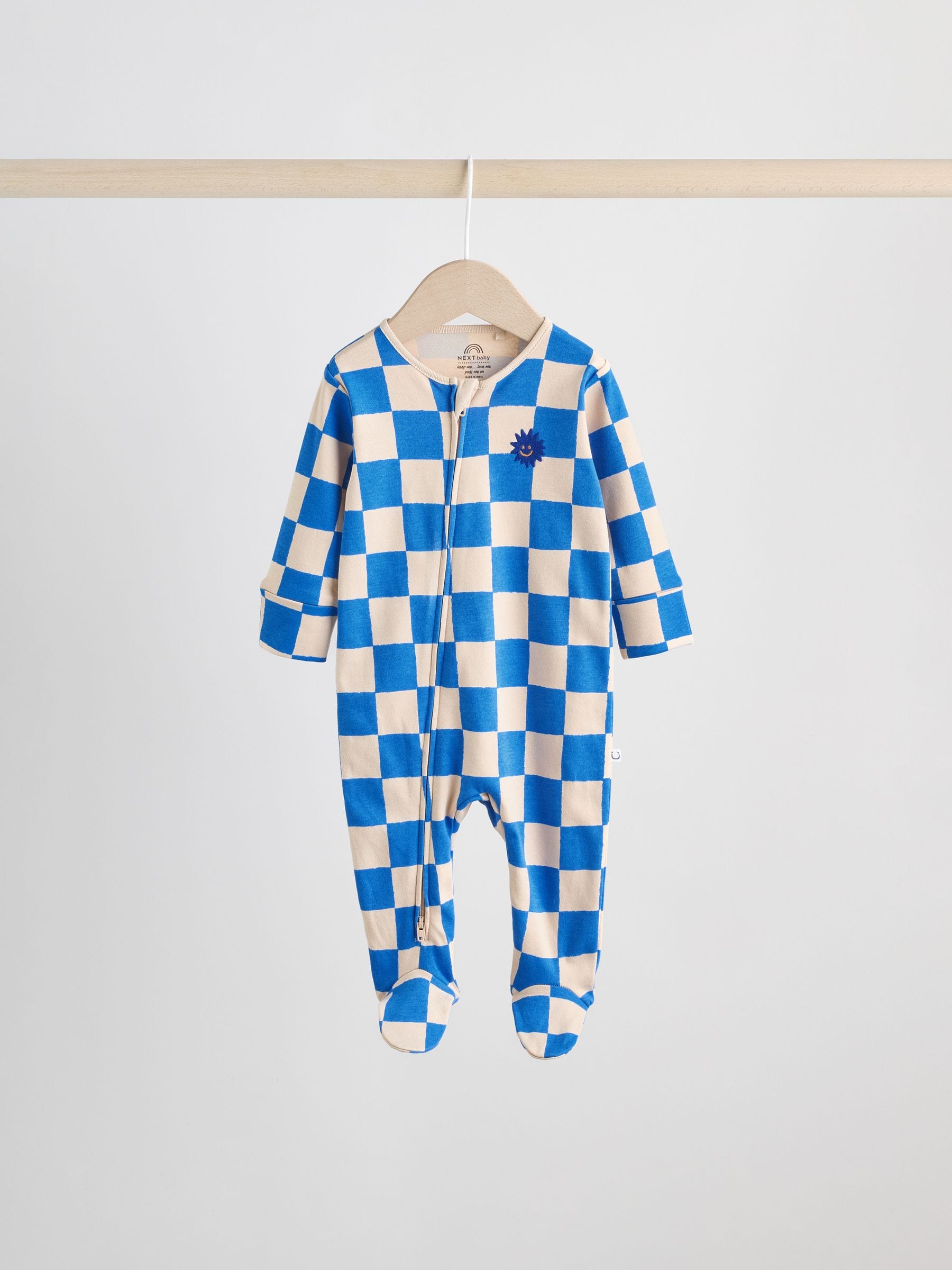 Kobaltblauw - Verpakking van 3 babypyjama's met tweewegrits (0-2jr)