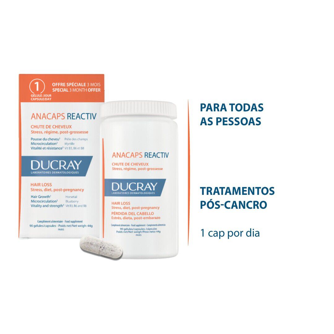 Anacaps Reactiv cápsulas Queda de Cabelo - 90un