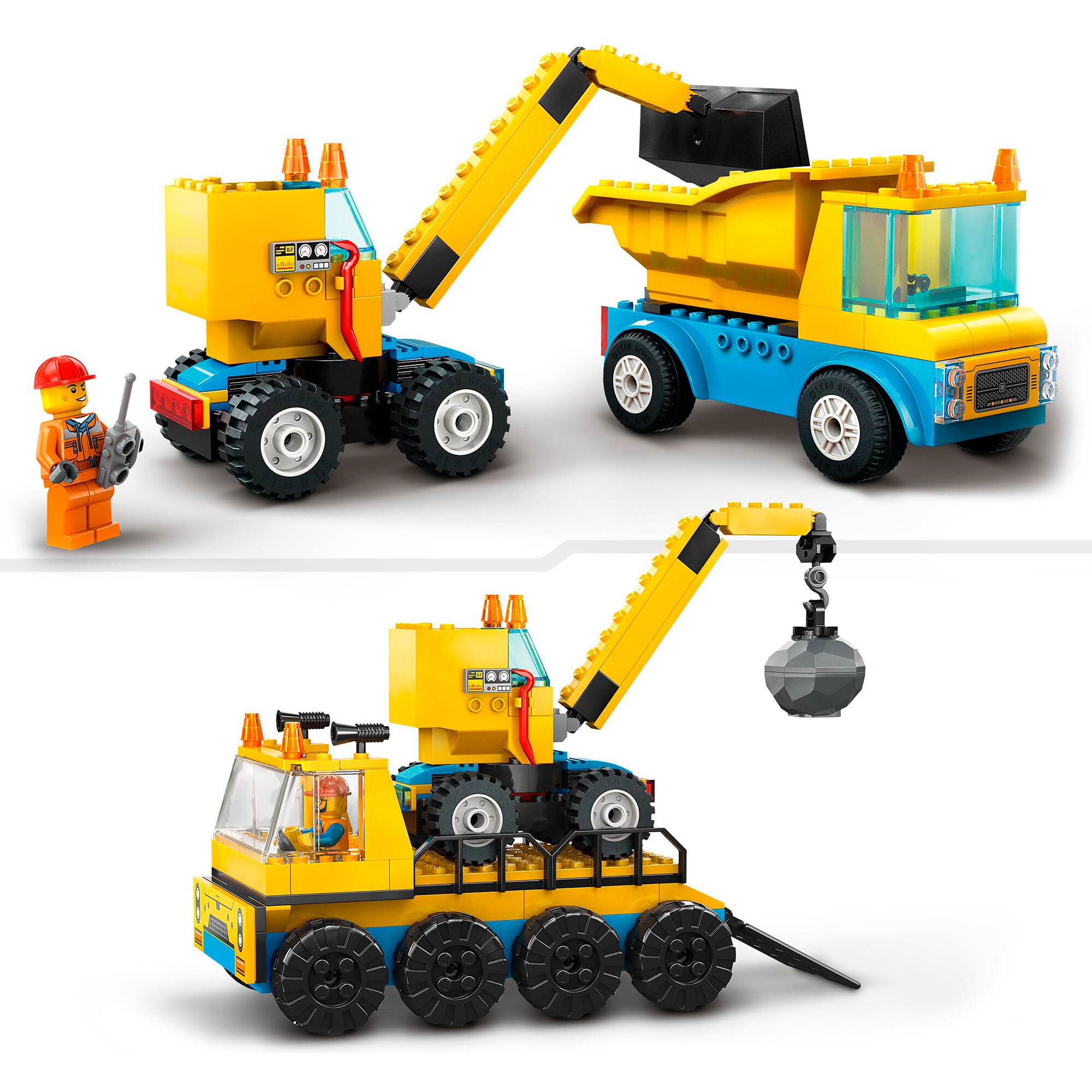 LEGO Konstruktionsspielzeug City Baufahrzeuge und Kran mit Abrissbirne