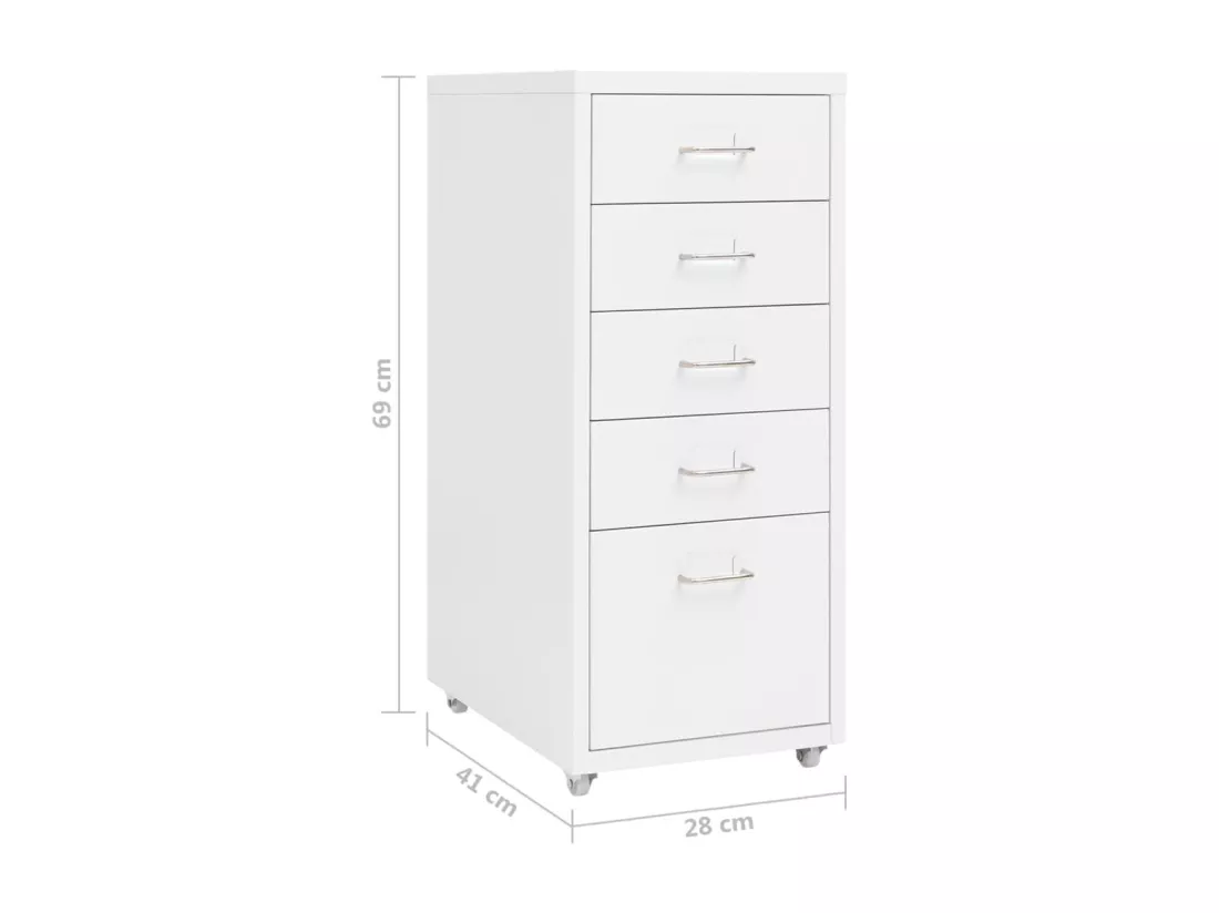 Classeur mobile Blanc 28x41x69 cm Métal