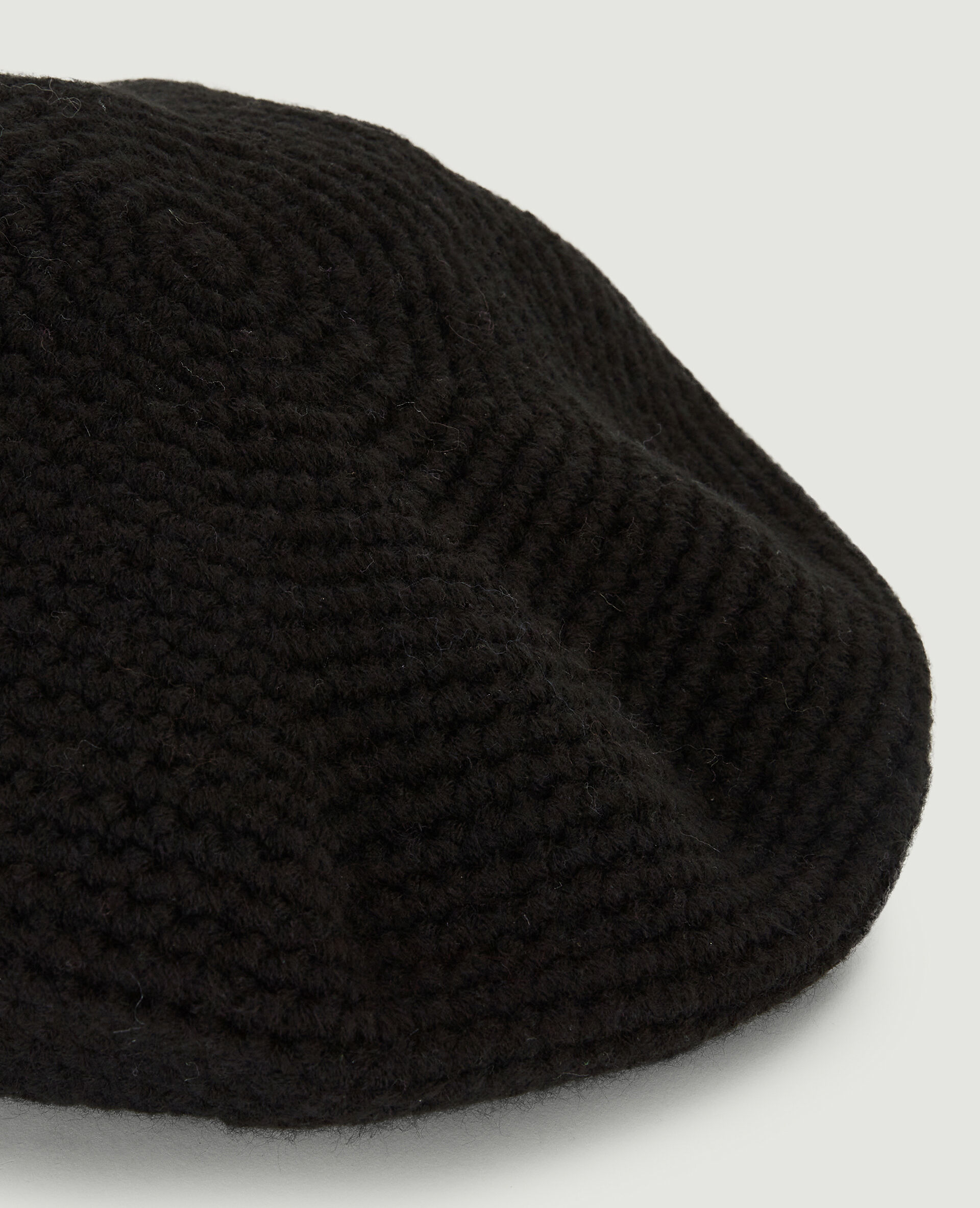 Béret maille effet crochet - Noir