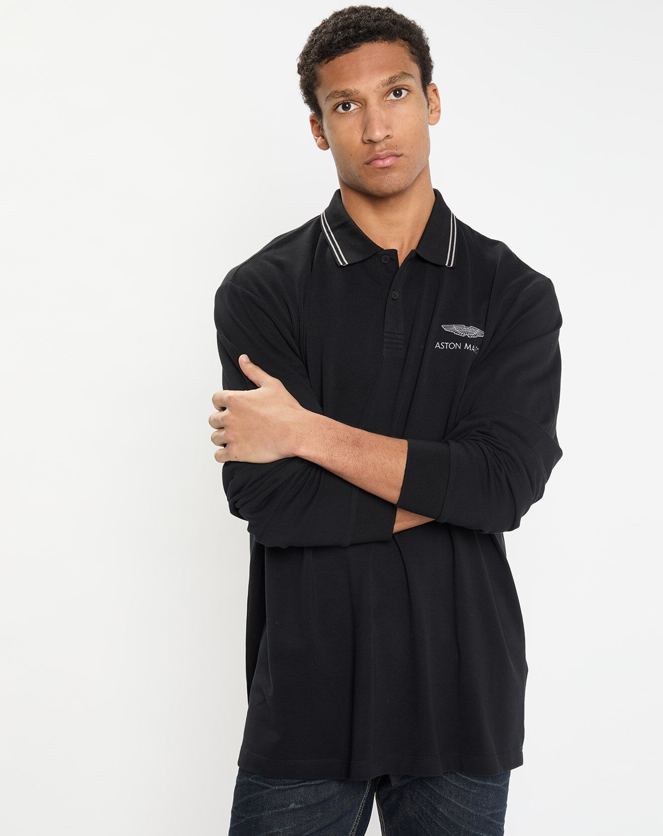 Hackett London Polo manches longues Aston Martin Racing noir