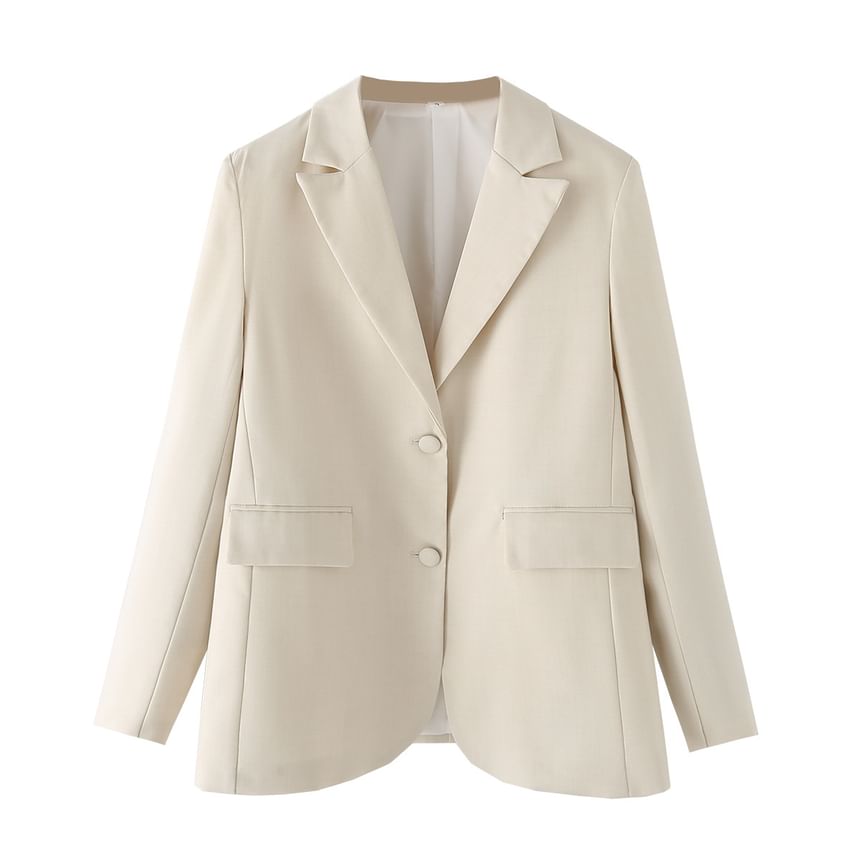 Avauntgardo - Set: Blazer met reverskraag en één rij knopen + crop top met camisole + pantalon met hoge taille en wijde pijpen