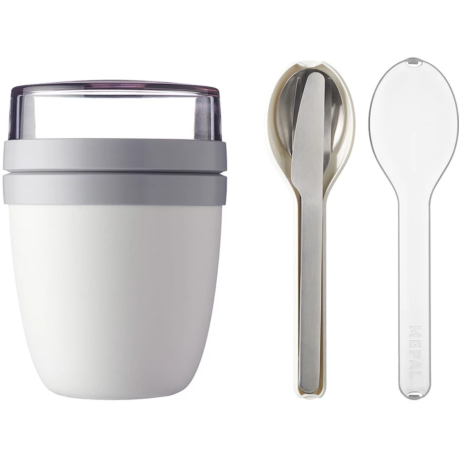 Mepal Lunchpot mit Besteckset Ellipse 500 + 200 ml 4er Set weiß