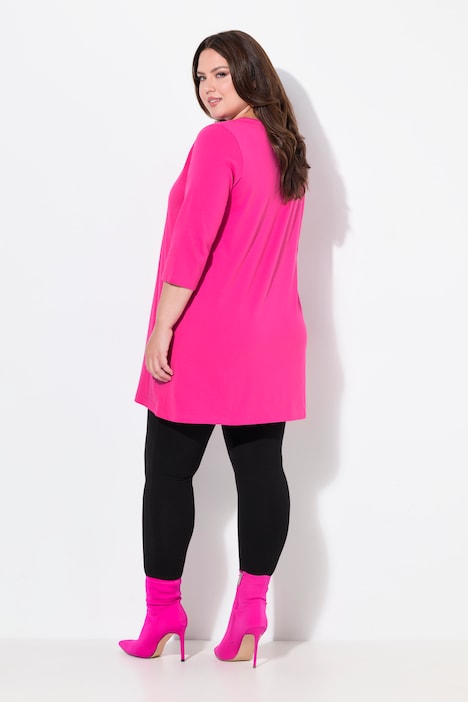 Longshirt, Ziernähte, A-Linie, V-Ausschnitt, 3/4-Arm