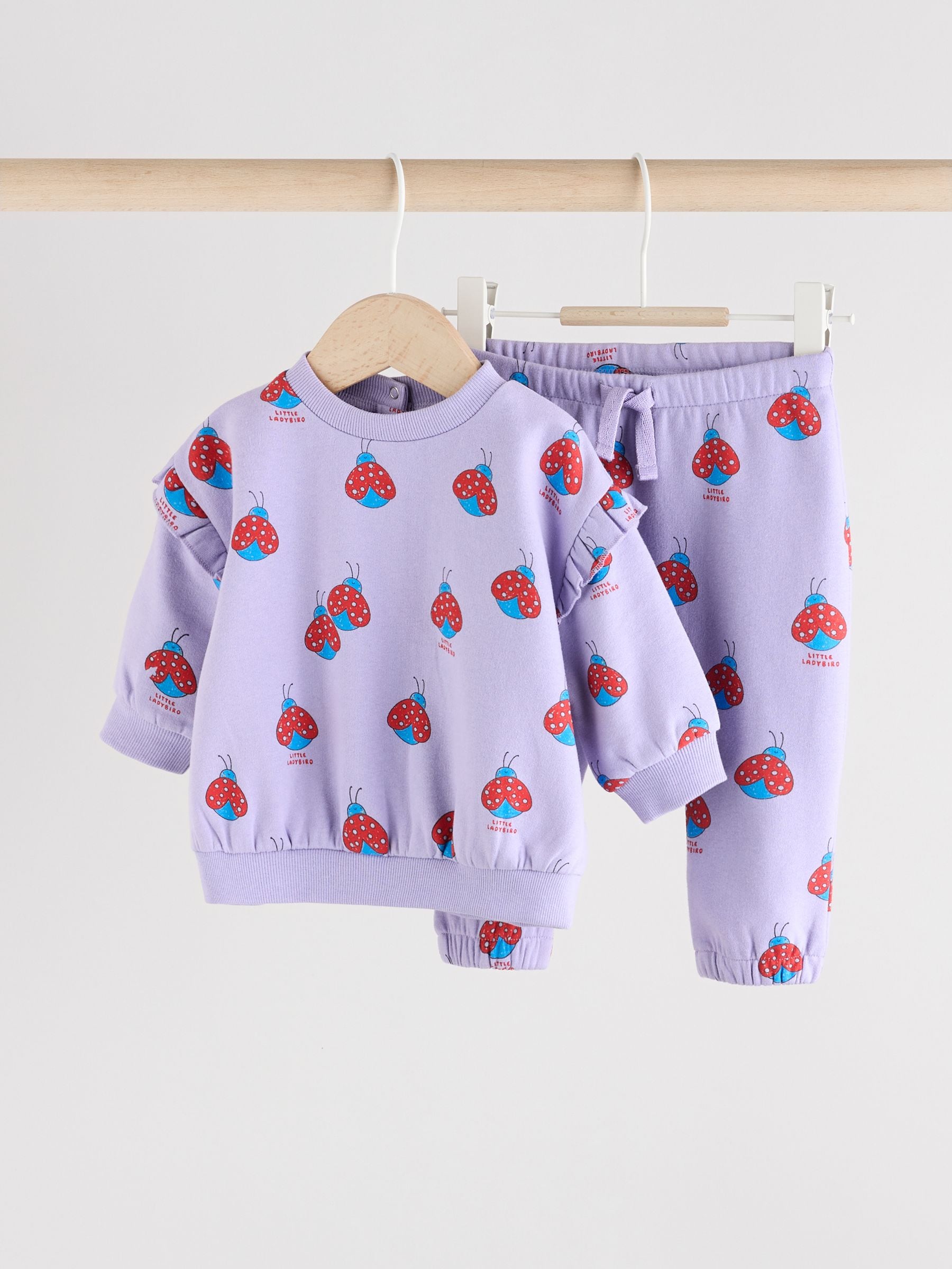 Paarse Lieveheersbeestje - Set van 2 -delige Baby Sweater en Joggingbroeken (0mnd -2jr)
