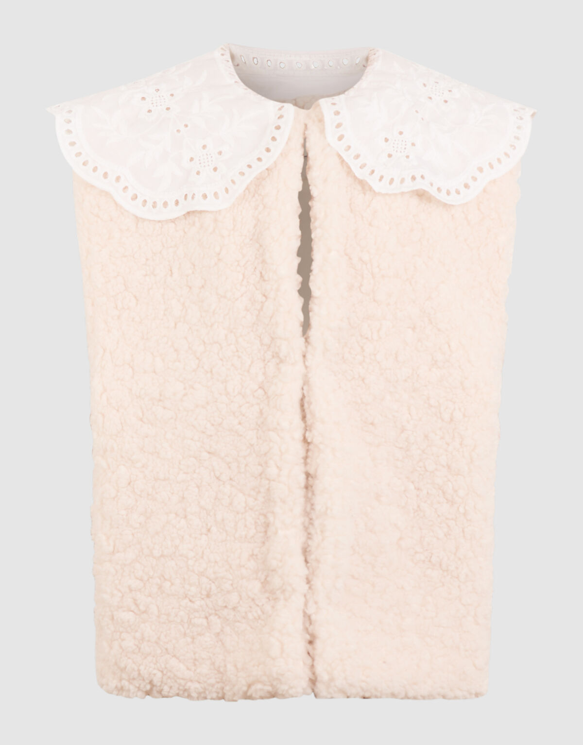Teddy Mix Gilet Gebroken Wit