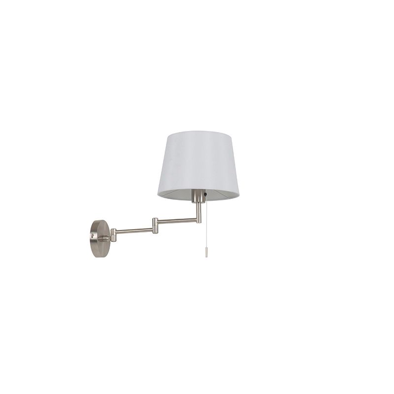 Wandlamp staal met witte kap en verstelbare arm - Ladas Deluxe
