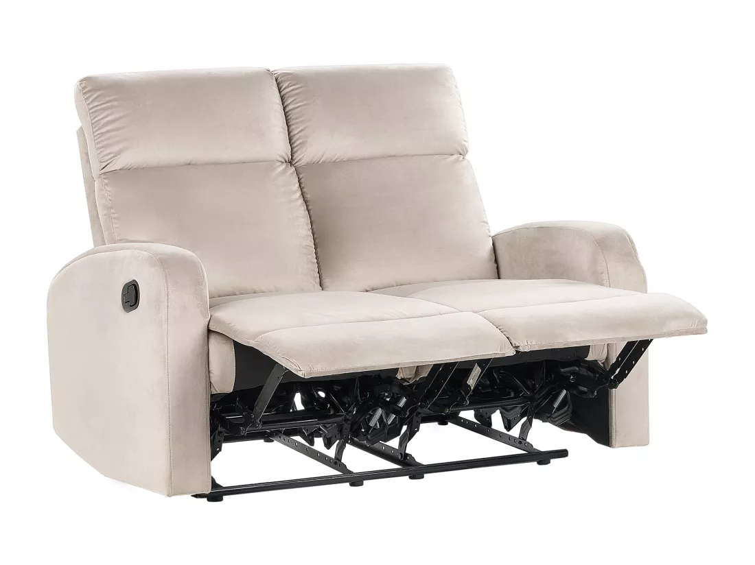 Canapé 2 places inclinable manuellement en velours beige VERDAL