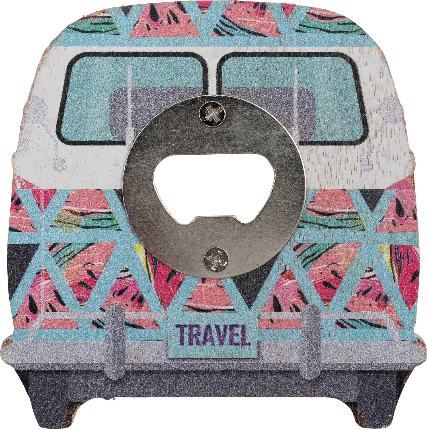 Intratuin flesopener Beach busje blauw 10 x 10 cm