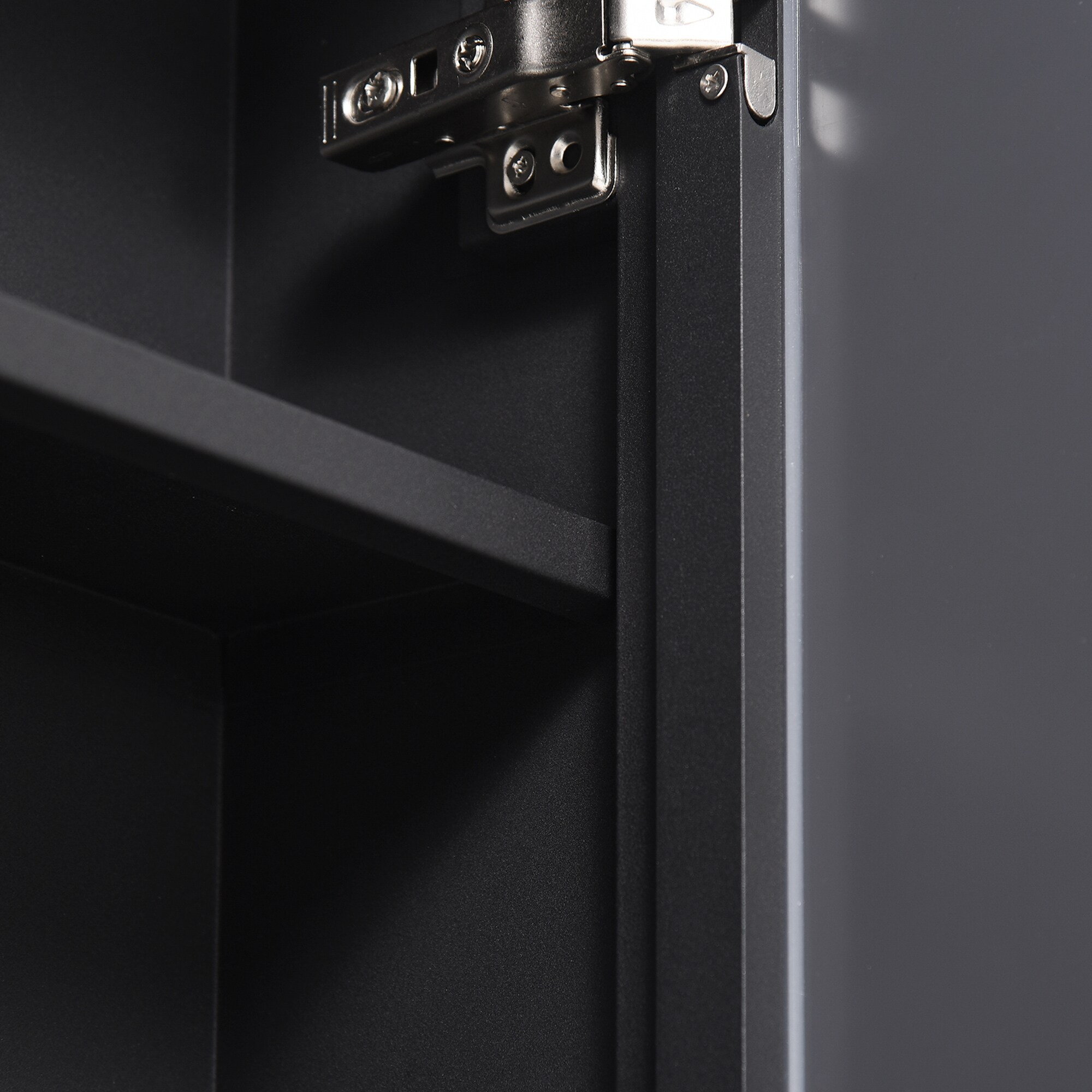 kleankin Spiegelschrank mit Spiegelglastür schwarz 40L x 15B x 60H cm