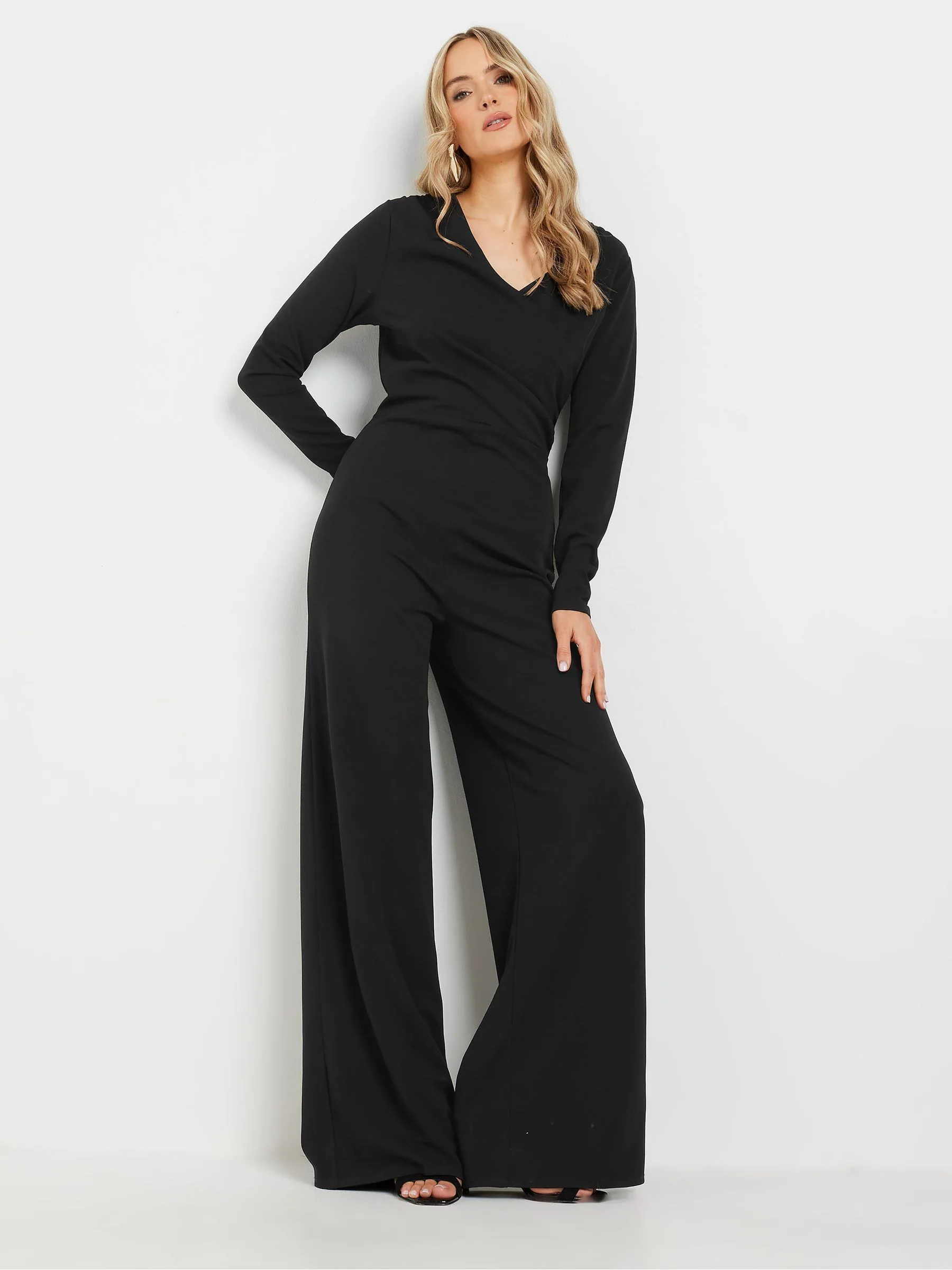 Long Tall Sally lange mouwen scuba overslag jumpsuit