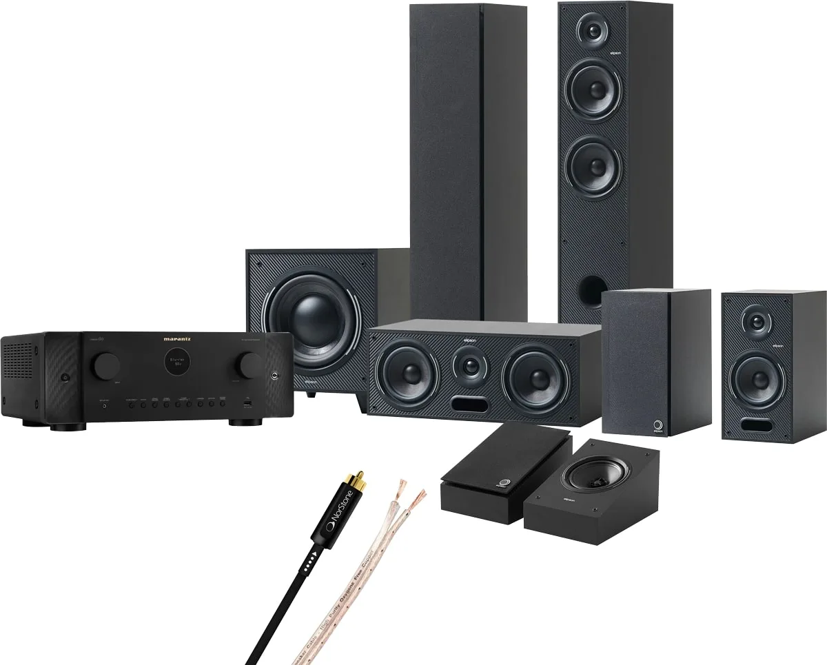 Marantz Cinema 60   Elipson Horus 11F HCM 5.1.2 Noir carbone   NorStone CL250 (25 m)   NorStone Arran RCA SUB (3 m) Chaînes Grand Spectacle