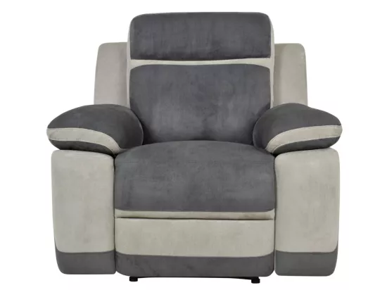 Canapé 3 places et un fauteuil relax en microfibre anthracite et bandes gris clair TALCA