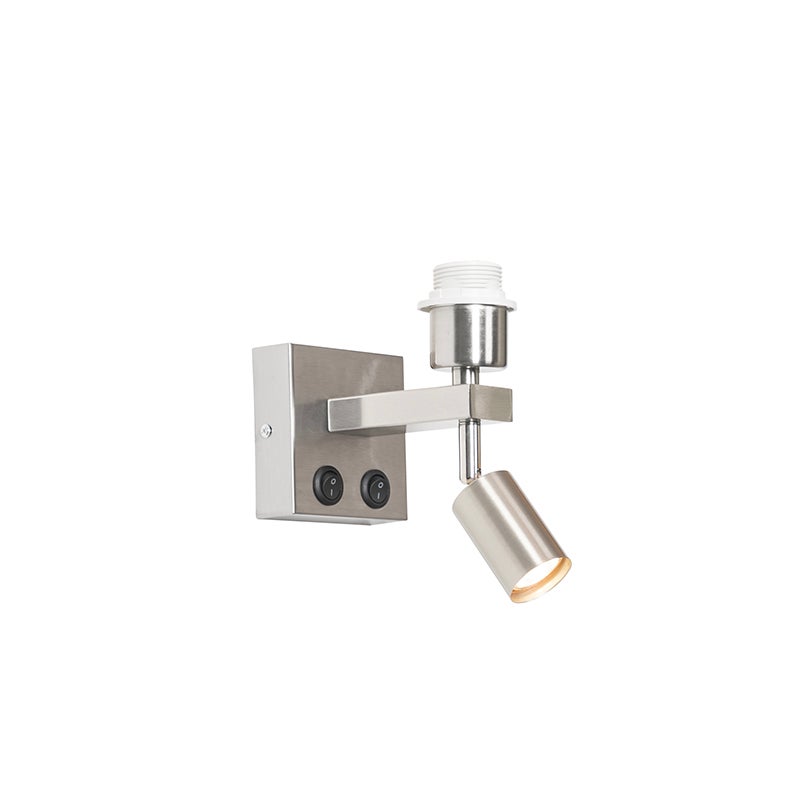 Moderne stalen wandlamp met leeslamp - Brescia