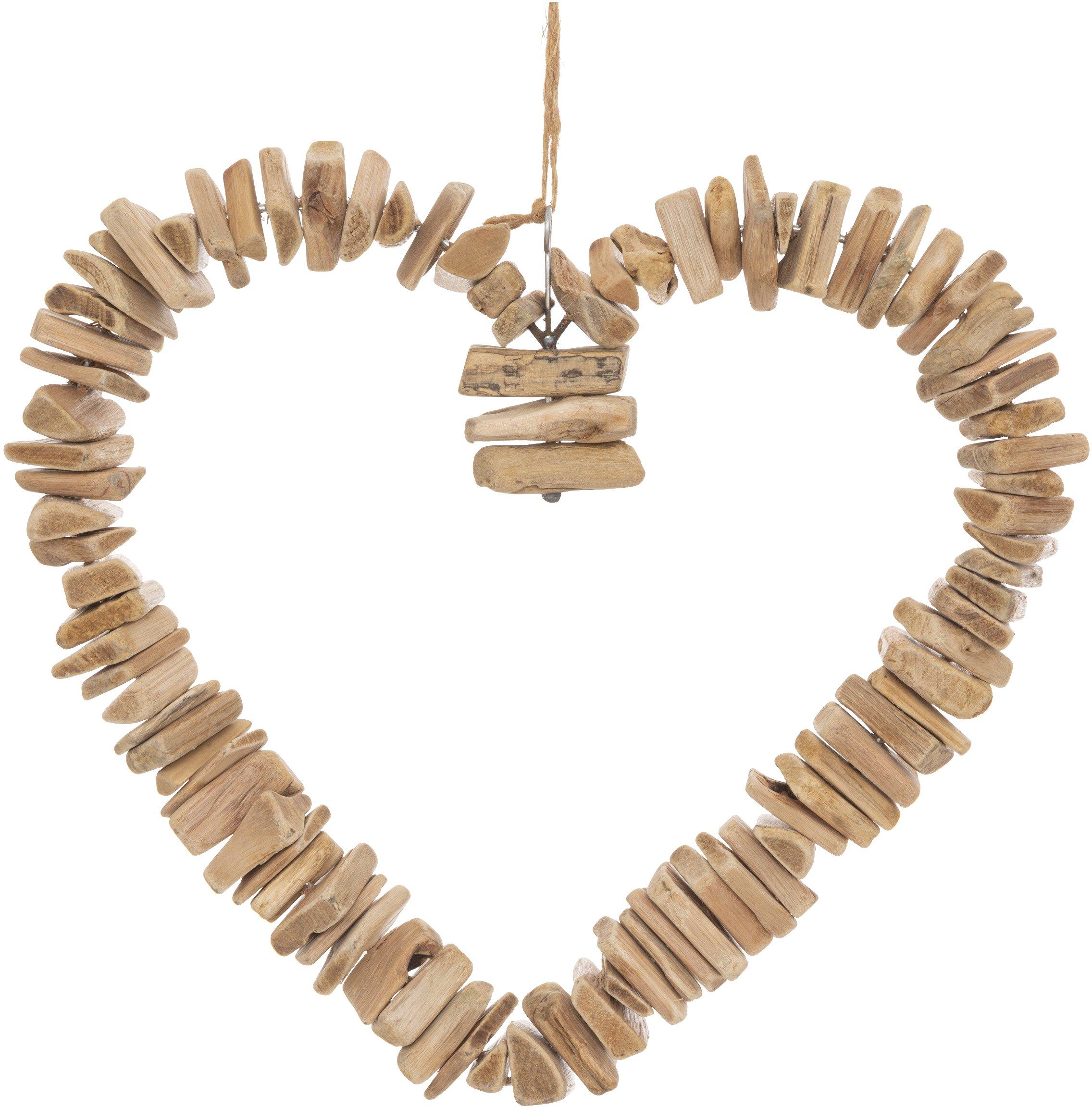 DECO MURALE BOIS COEUR AGNES H.35CM