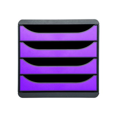 Exacompta BigBox - Module de classement 4 tiroirs - gris/violet