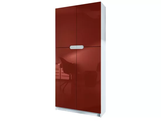 Armoire De Bureau Blanc Mat Et Bordeaux Laqué (lxhxp) : 82 x 185 x 37
