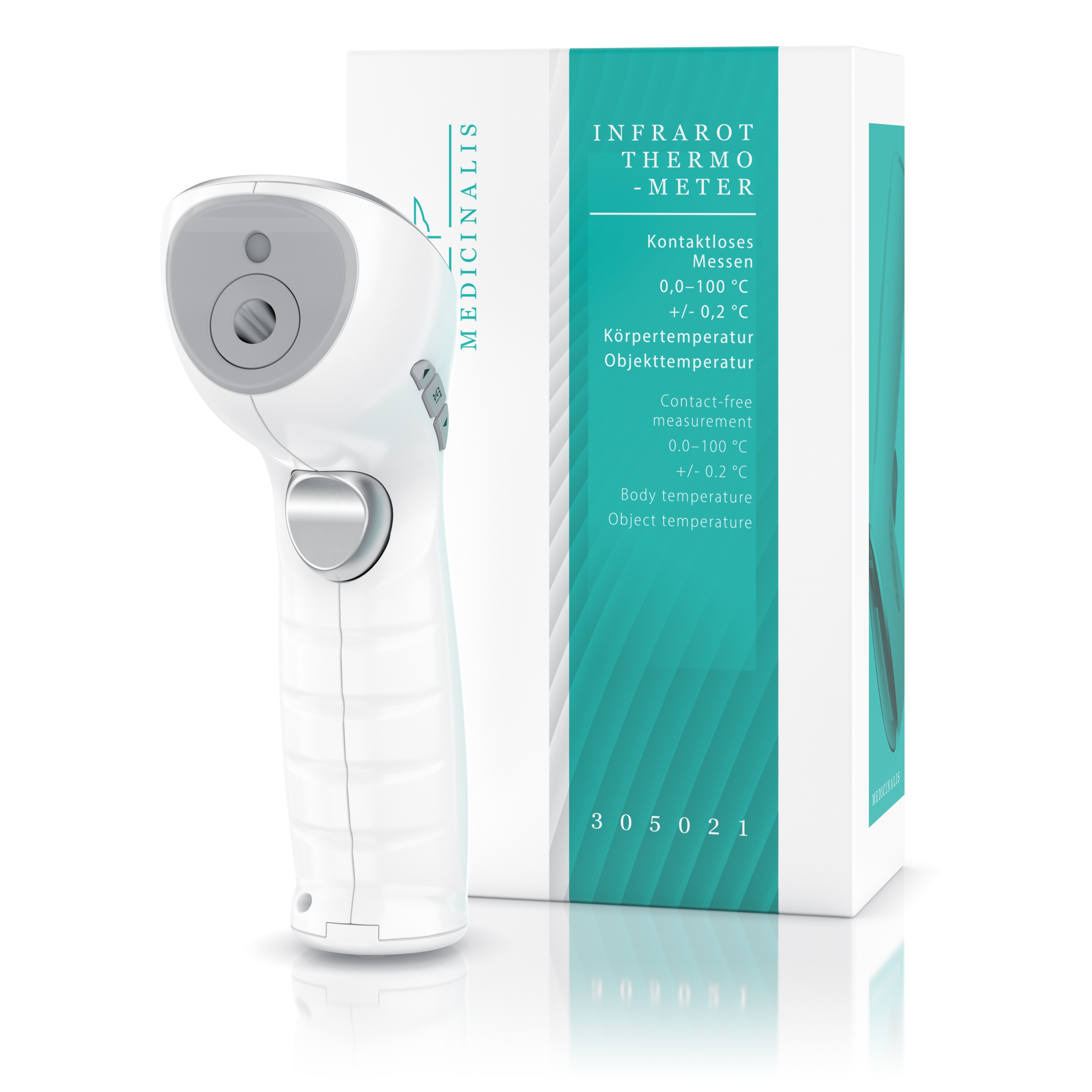 Medicinalis Infrarot Thermometer Fieberthermometer digital - berührungslose Messung und Oberflächenmessung- LCD-Display beleuchtet - Fieberalarm