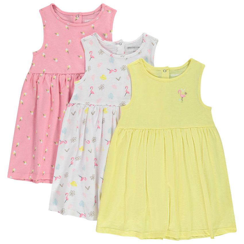 Lot de 3 robes débardeurs fantaisie pour bébé fille - Blanc