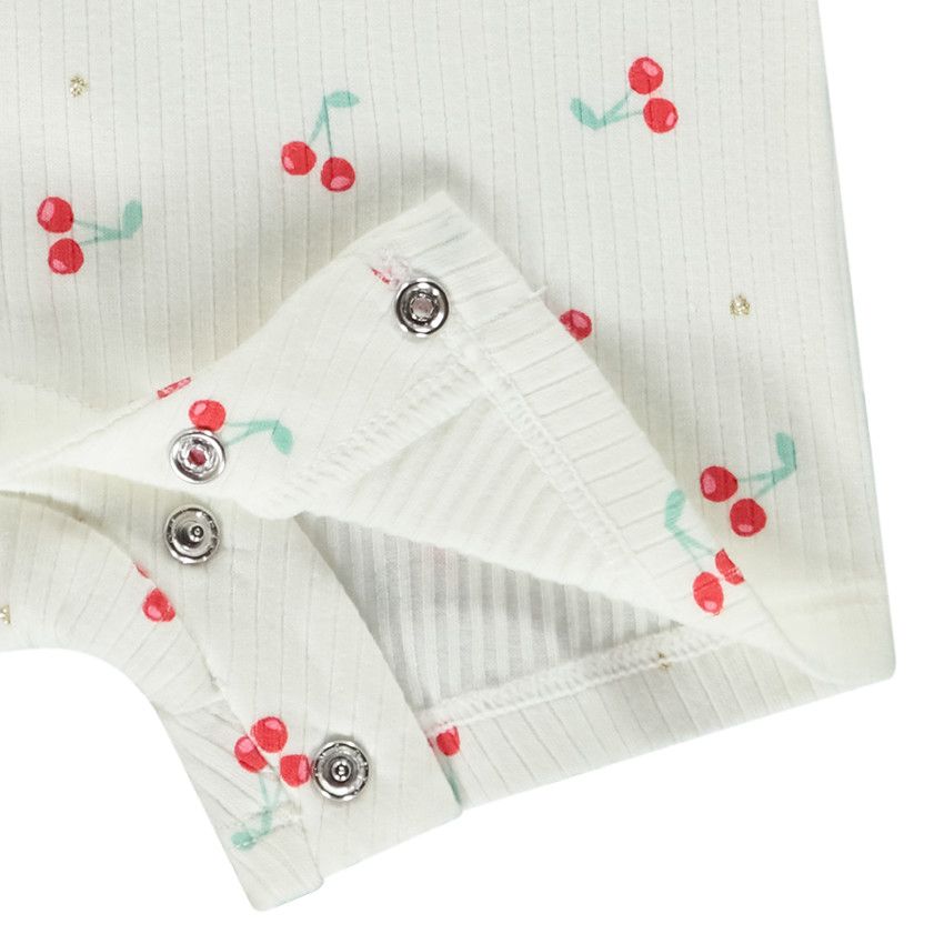 Combinaison courte imprimé cerises pour bébé fille - Ecru