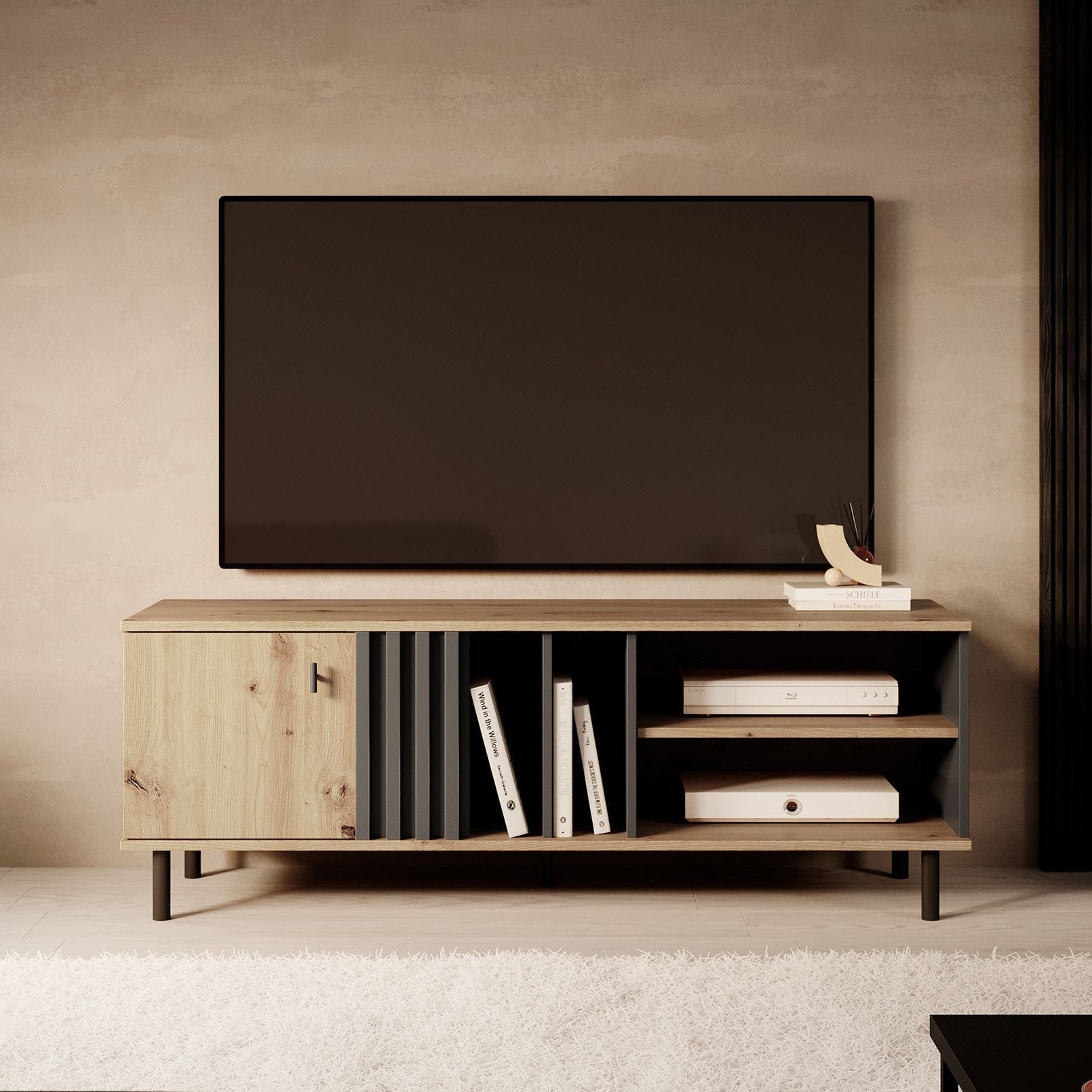 Marcos - TV-Meubel - Eiken/antraciet - 138 cm