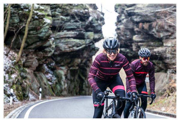 Veste Velo Hiver Rogelli Stripe - Femme - Bordeaux/Corail